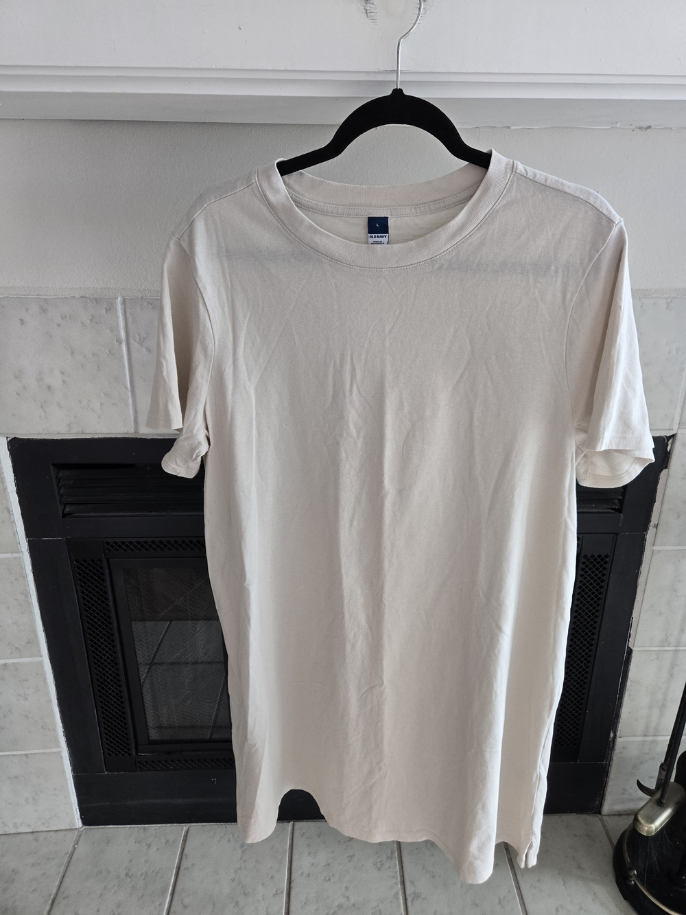 Old Navy Cream Midi T-Shirt Dress